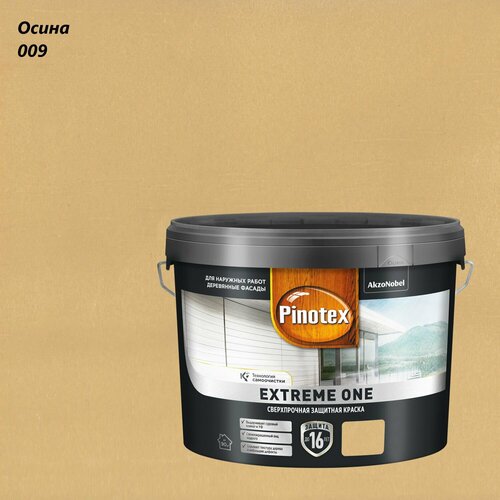 фото Краска сверхпрочная для деревянных фасадов pinotex extreme one (9л) осина 009