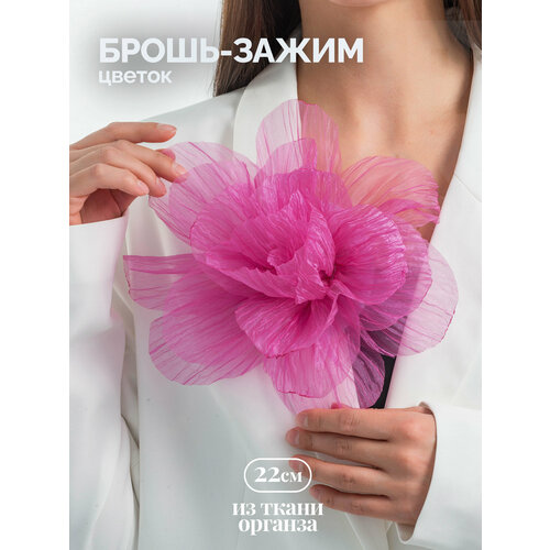 фото Брошь, ярко-розовый бантами