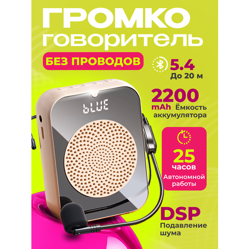 Громкоговоритель для экскурсовода и конференций беспроводной поясной Н-6 бежевый 2744₽