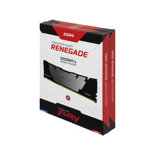 фото Память ddr4 4x32gb 3200mhz kf432c16rb2k4/128 fury renegade black rtl gaming pc4-25600 cl16 dimm 288-pin 1.35в kit dual rank с радиатором ret kingston
