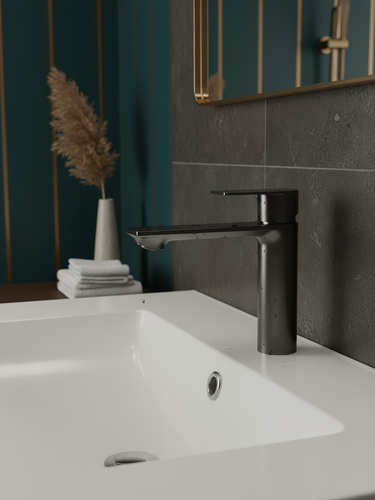 Изображение товара ESKO. Смеситель для раковины и умывальника сатин EK26GM Gun Metal, нержавеющая сталь, цвет оружейная сталь