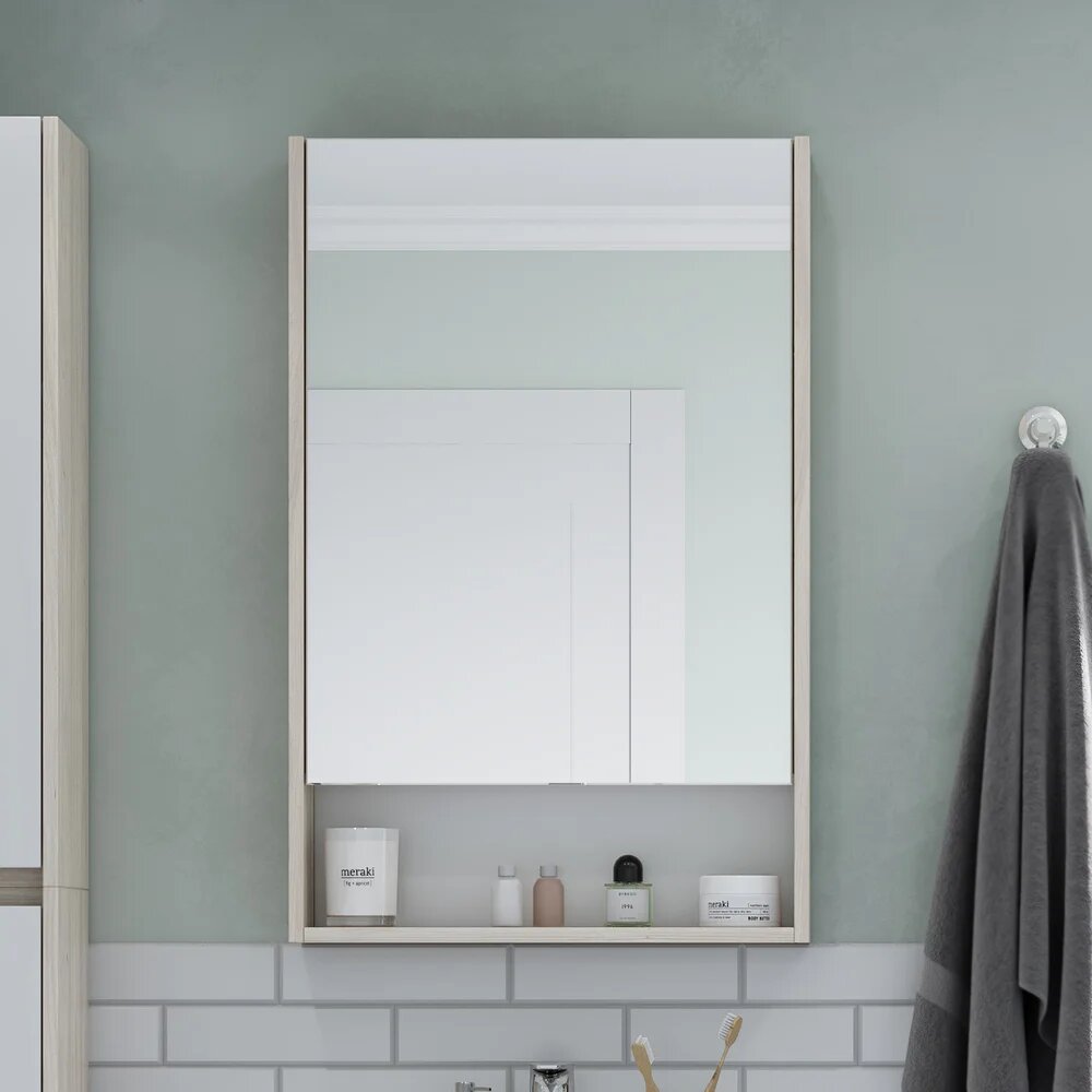 Зеркало шкаф AQUATON Сканди 55 с боковыми полками  55 см  белое  в скандинавском стиле