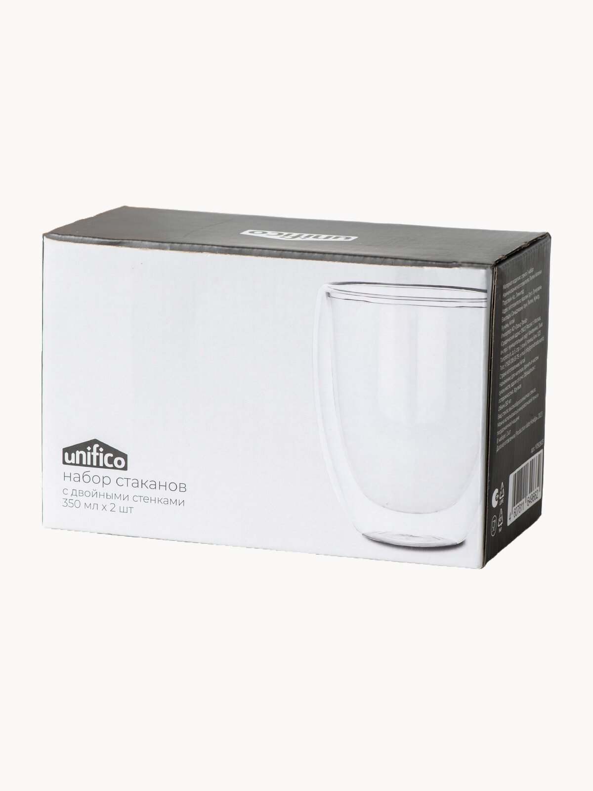 Набор стаканов с двойными стенками из боросиликатного стекла Unifico 350 мл (2 шт)