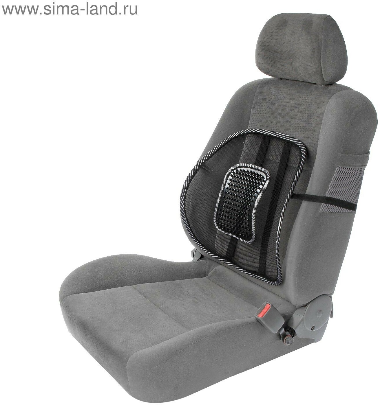 фото Поддержка поясничная сетчатая с массажером, чёрная, 40 х 39 см