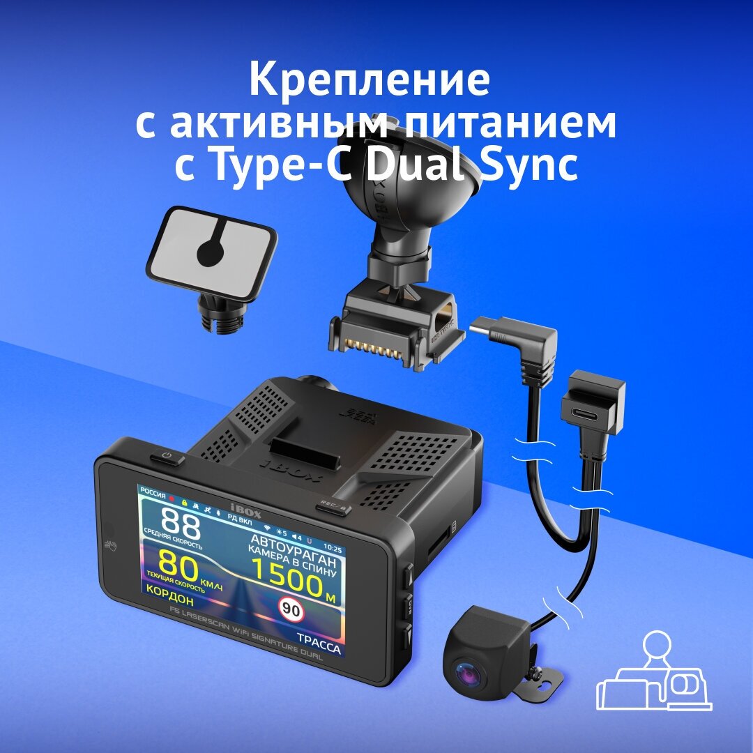 Видеорегистратор с сигнатурным радар-детектором iBOX F5 LaserScan WiFi Signature Dual