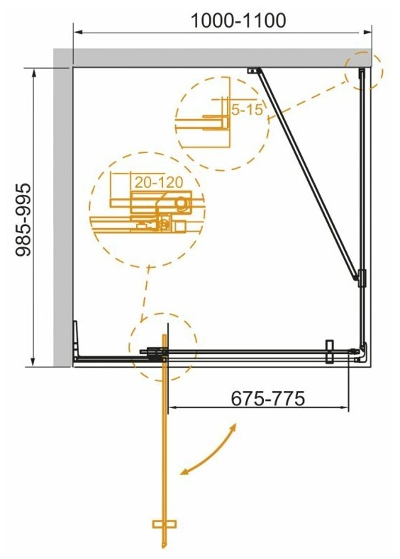 Душевой уголок CEZARES SLIDER-AH-1-80-100/110-C-Cr - фото №5