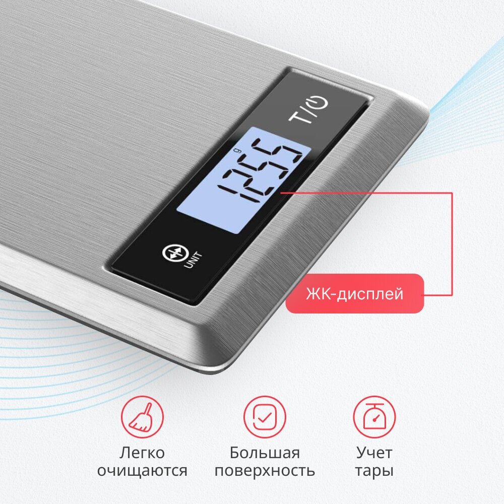 Весы кухонные электронные RENPHO Smart Food Scale 2 ES-SNS01, умные, измерение 23 показателей состава продукта для контроля питания, серебристые - фотография № 2