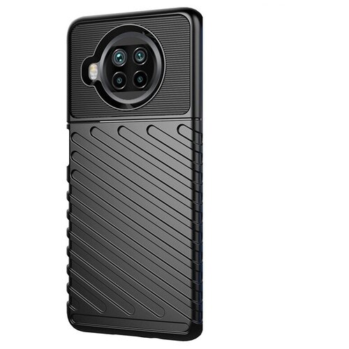 фото Чехол панель-бампер mypads для xiaomi mi 10t lite / xiaomi mi 10i из прочного силикона с матовой отделкой под карбон черная