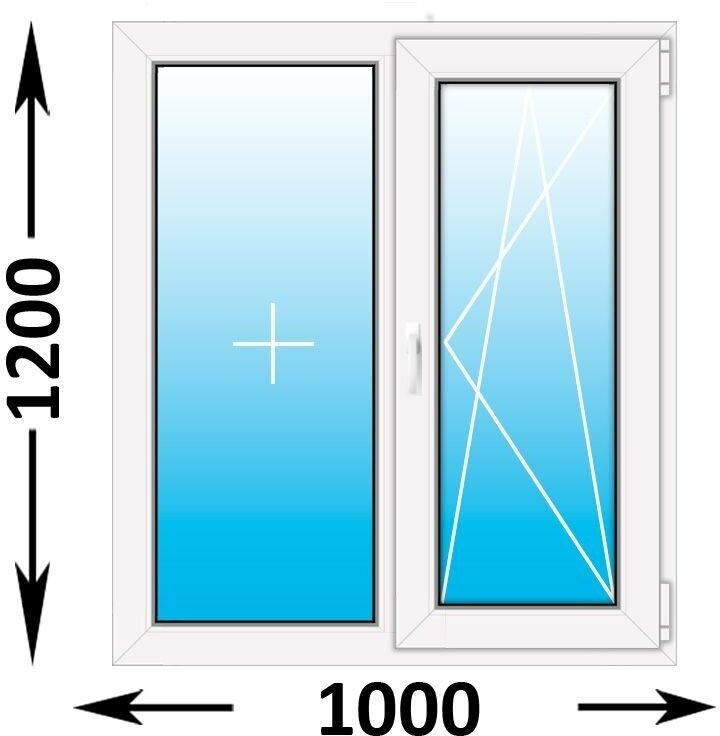 Пластиковое окно Veka WHS 60 двухстворчатое 1000x1200 (ширина Х высота) (1000Х1200)