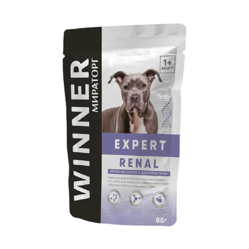 Влажный корм для собак Мираторг Expert Renal при заболеваниях почек 1 уп. х 1 шт. х 85 г (для средних пород) сухой корм для собак мираторг expert renal при заболеваниях почек 1 уп х 1 шт х 1 5 кг