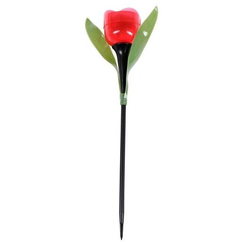 фото Фонарь садовый на солнечной батарее "тюльпан красный" 30.5 см, d-5 см, 1 led, пластик mikimarket