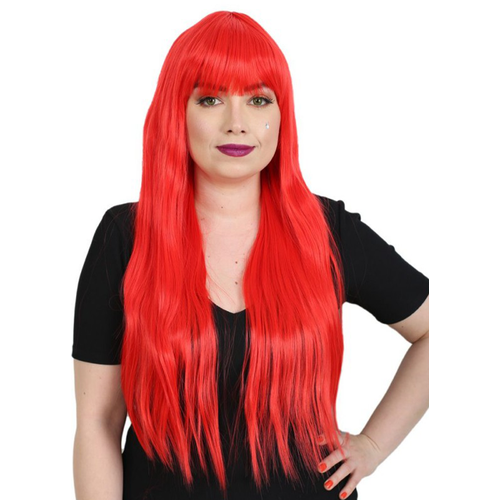 Карнавальный праздничный парик из искусственного волоса Riota Длинные прямые волосы, красный, 1 шт женский парик из синтетических волос с короткой прямой челкой