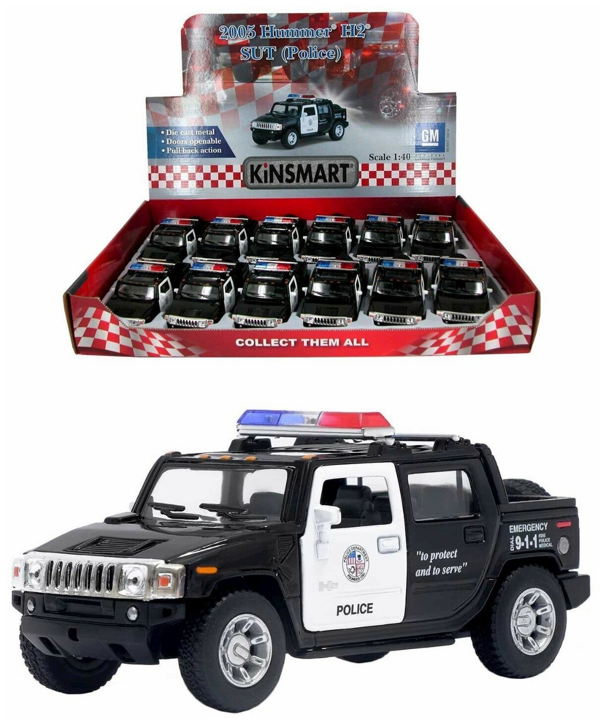 Машинка металлическая инерционная Hummer H2 (Police) 1:40 Kinsmart (KT5097DP)