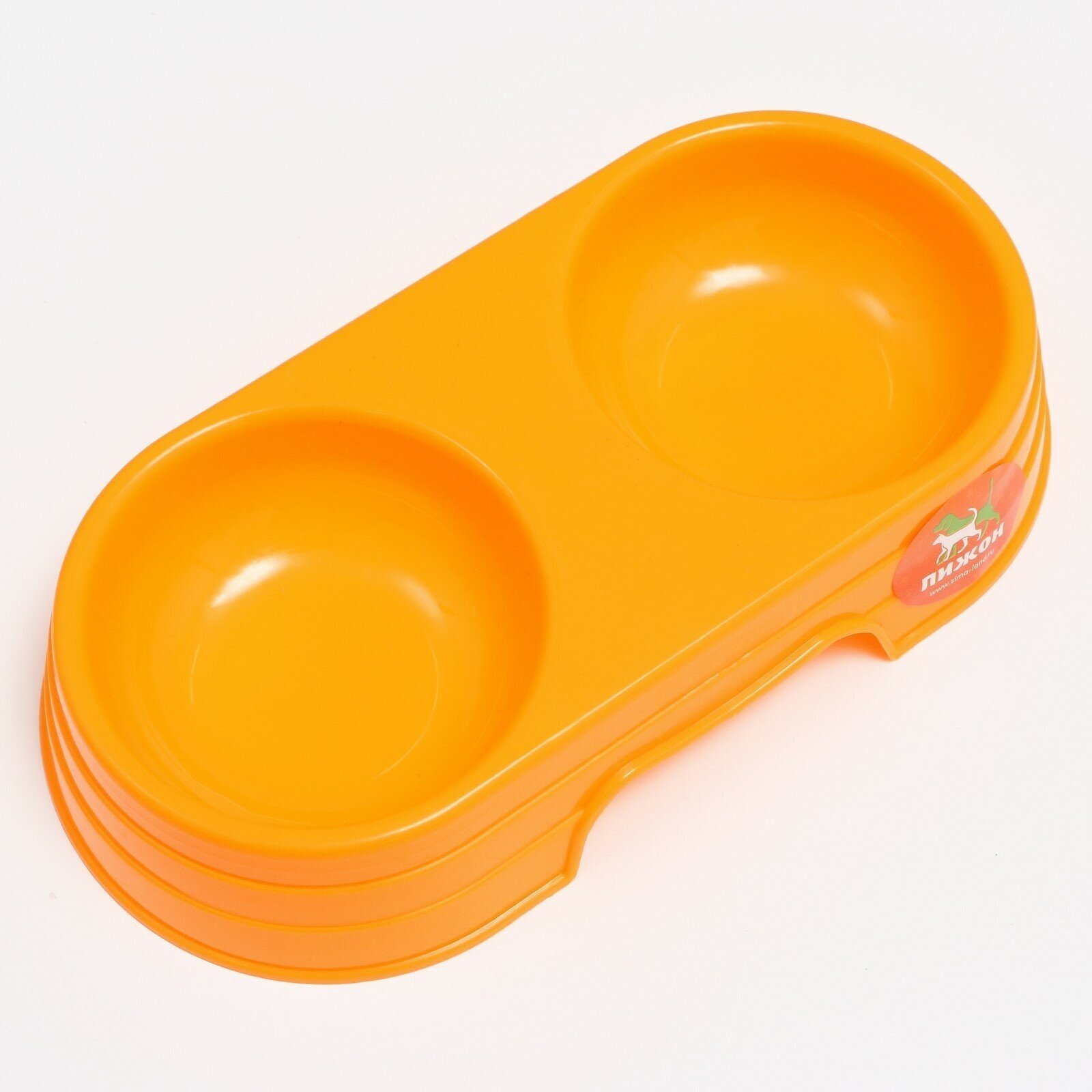 Миска пластиковая двойная "Дуэт", 24 х 12,5 х 4,5 см, оранжевая 7533298 - фотография № 2