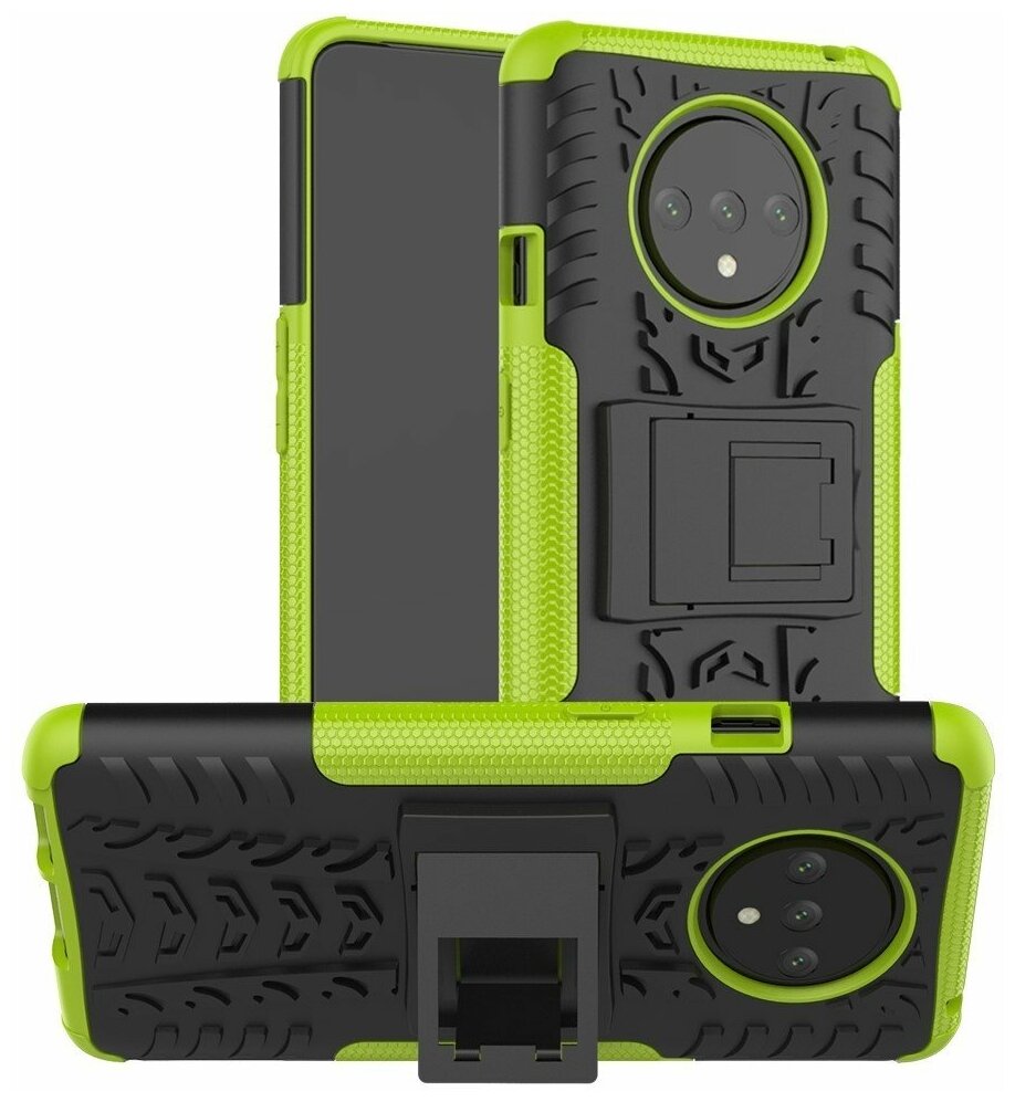 Чехол Hybrid Armor для OnePlus 7T (черный + зеленый)