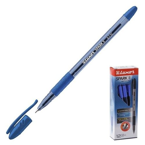 Ручка шариковая Luxor Spark ll, узел 0.7 мм, грип, синяя, 12 штук ручка шариковая luxor spark ll узел 0 7 мм грип синяя