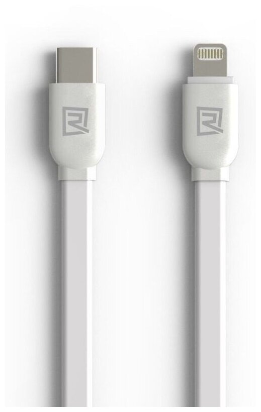 Кабель Remax USB Type-C - Lightning, 1 м, плоский, белый - фото №1