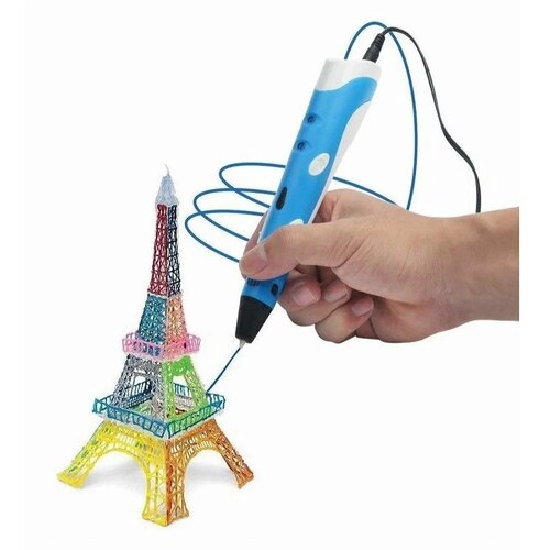 фото 3d ручка, 3d pen-3, 3d ручка c lcd дисплеем, 3д ручка с трафаретами , новое поколение, голубая kids toy