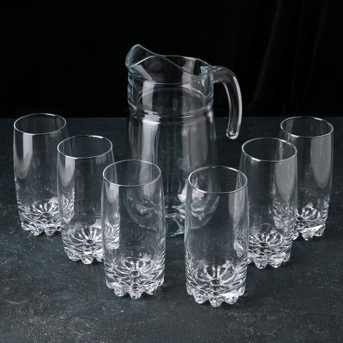 Paşabahçe Набор питьевой стеклянный Sylvana, графин 1,35 л, стаканы 385 мл, 6 шт