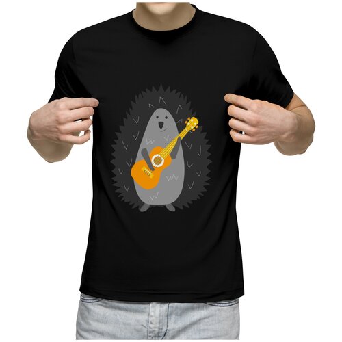 фото Мужская футболка «ёжик с гитарой» (xl, темно-синий) us basic