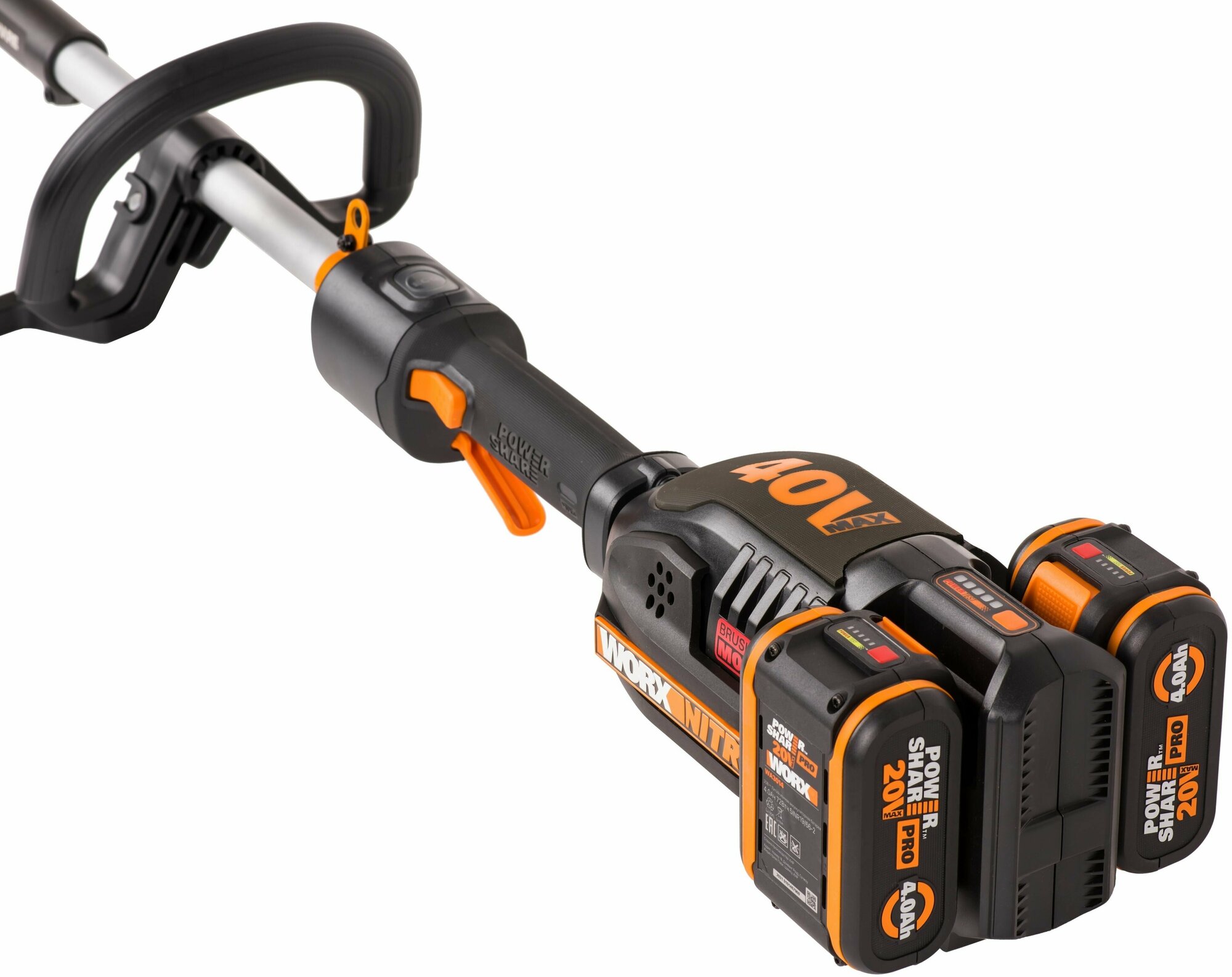 Триммер аккумуляторный WORX NITRO WG186E1 40В бесщеточный 4Ач х2 ЗУ 2А х2 коробка