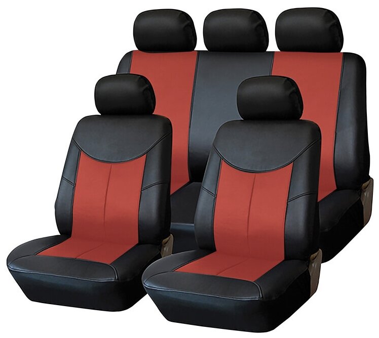 KRAFT AUTOMOTIVE KT835628 Чехлы универсальные на автомобильные сиденья, комплект STYLE , экокожа, черно-красные