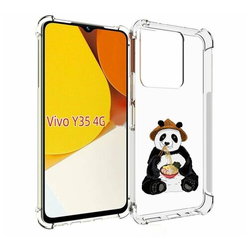 Чехол MyPads панда-любит-лапшу для Vivo Y35 4G 2022 / Vivo Y22 задняя-панель-накладка-бампер