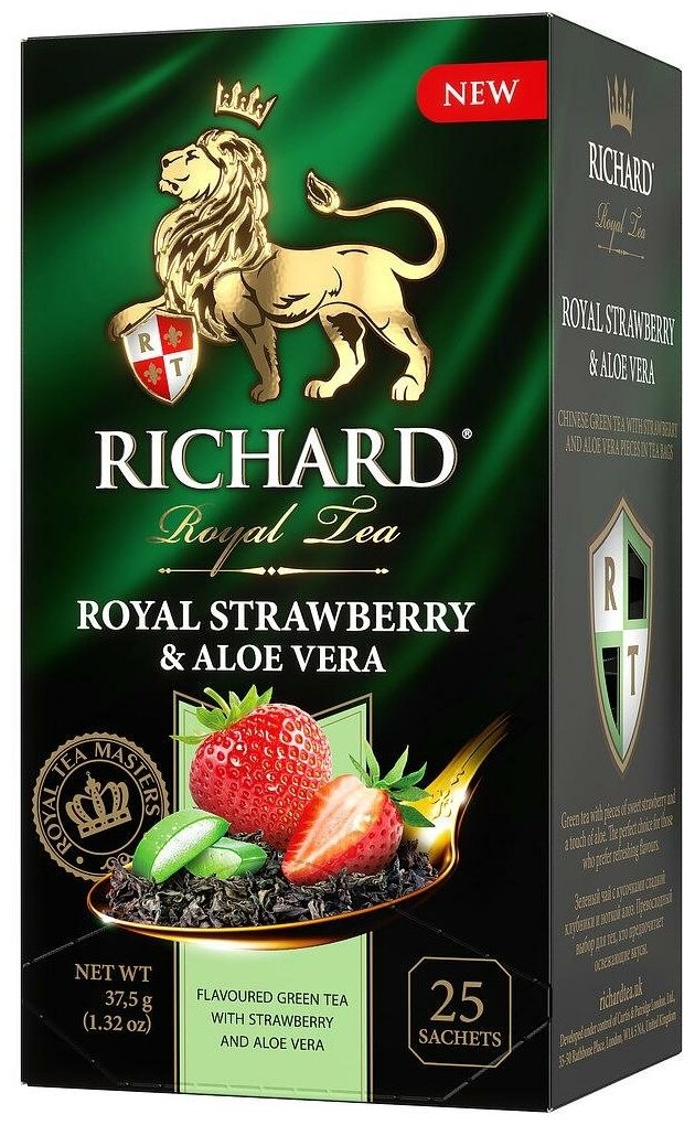 Упаковка 12 штук Чай Richard Royal Strawberry&Aloe Vera 1,5г х 25 пакетиков с ярл. в конверте