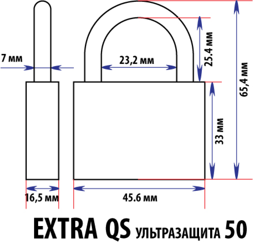 Изображение Замок навесной 50 мм, с усиленной дужкой
