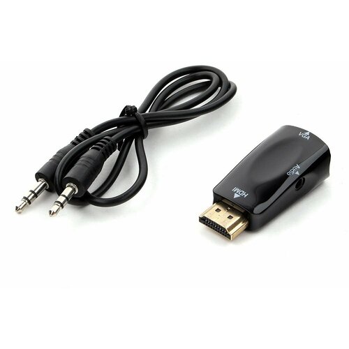 Переходник/адаптер Cablexpert HDMI - VGA / mini jack 3.5 mm (A-HDMI-VGA-02), 3.5 м, черный разветвитель cablexpert hdmi vga mini jack 3 5 mm a hdmi vga 03 6 3 м черный