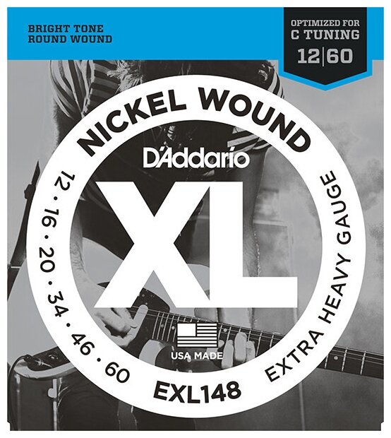 D'Addario EXL148 XL NICKEL WOUND Струны для электрогитары, 12-60