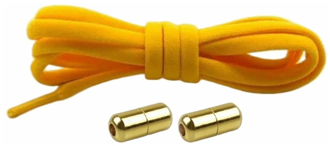 Шнурки эластичные c металлическим фиксатором цилиндр под золото - фотография № 1
