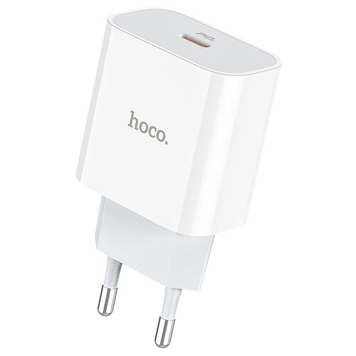 фото Сетевое зарядное устройство быстрое pd 3.0+qc 3.0 usb type-c с кабелем type-c - lightning hoco c76a plus - белое