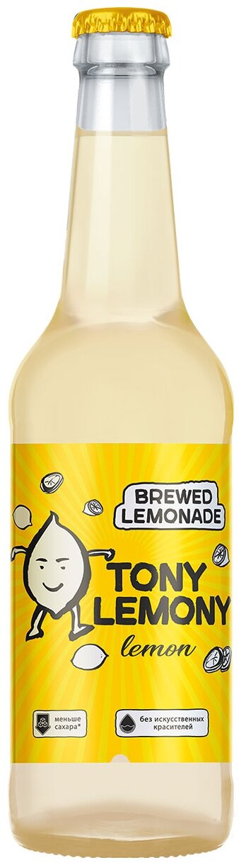 Напиток безалкогольный ароматизированный среднегазированный Tony Lemony Lemon, ст.бут. 0,45 л. - фотография № 1