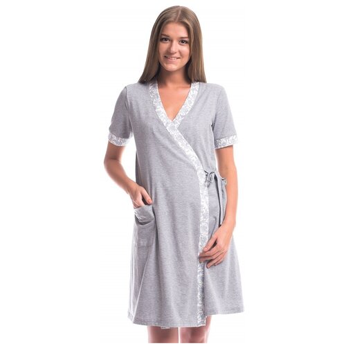 фото Комплект для кормления newform, халат, сорочка, карманы, размер 46, серый