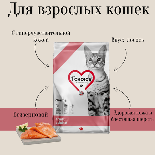 Сухой корм 1st CHOICE GF DERMA для кошек с гиперчувствительной кожей с лососем 340гр