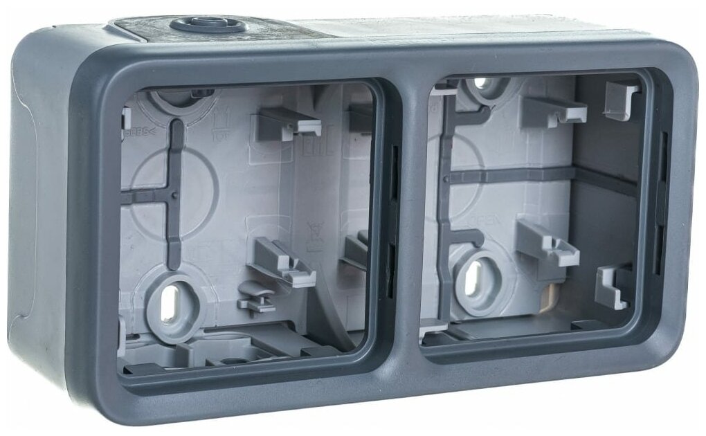 Plexo 069672 Установочная коробка двойная (горизонтальная, серая) Legrand - фото №1