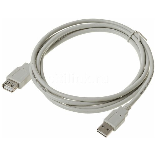 Кабель-удлинитель Buro Reversible USB A(m) USB A(f) 1.8 м, серый