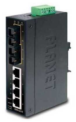 IP30 Slim Type 4-Port Industrial Ethernet Switch + 2-Port 100Base-FX(15KM) (-40 - 75 C)