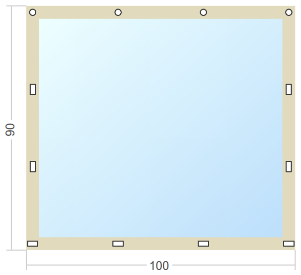 Мягкое окно Софтокна 100х90 см съемное, Скоба-ремешок, Прозрачная пленка 0,7мм, Бежевая окантовка, Комплект для установки - фотография № 3