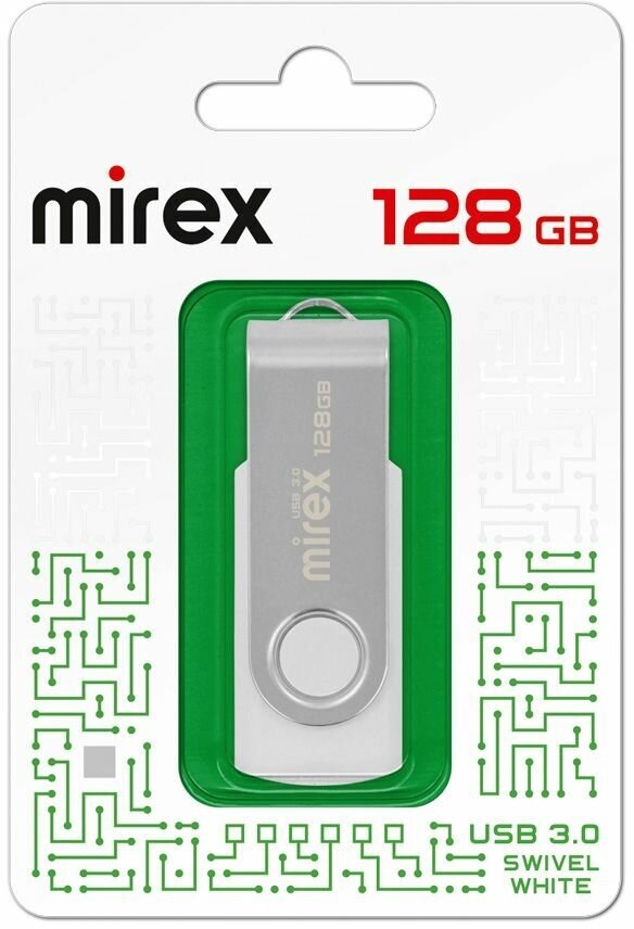 Флешка USB 3.0 Flash Drive MIREX SWIVEL WHITE 128GB