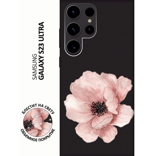 Матовый Soft Touch силиконовый чехол на Samsung Galaxy S23 Ultra, Самсунг С23 Ультра с 3D принтом Pink Flower черный матовый soft touch силиконовый чехол на samsung galaxy s23 самсунг с23 плюс с 3d принтом pink flower черный