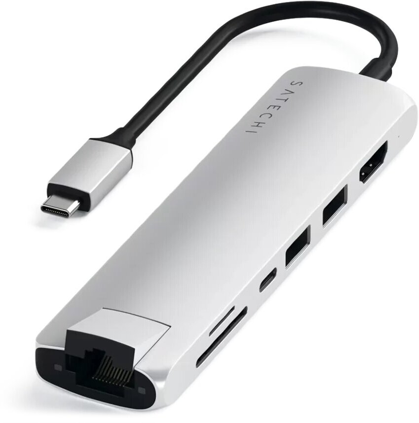 Хаб Satechi Type-C Slim Multiport with Ethernet Adapter Серебро ST-UCSMA3S