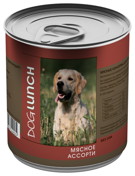 Корм влажный Dog Lunch для собак Мясное ассорти в желе 750гр