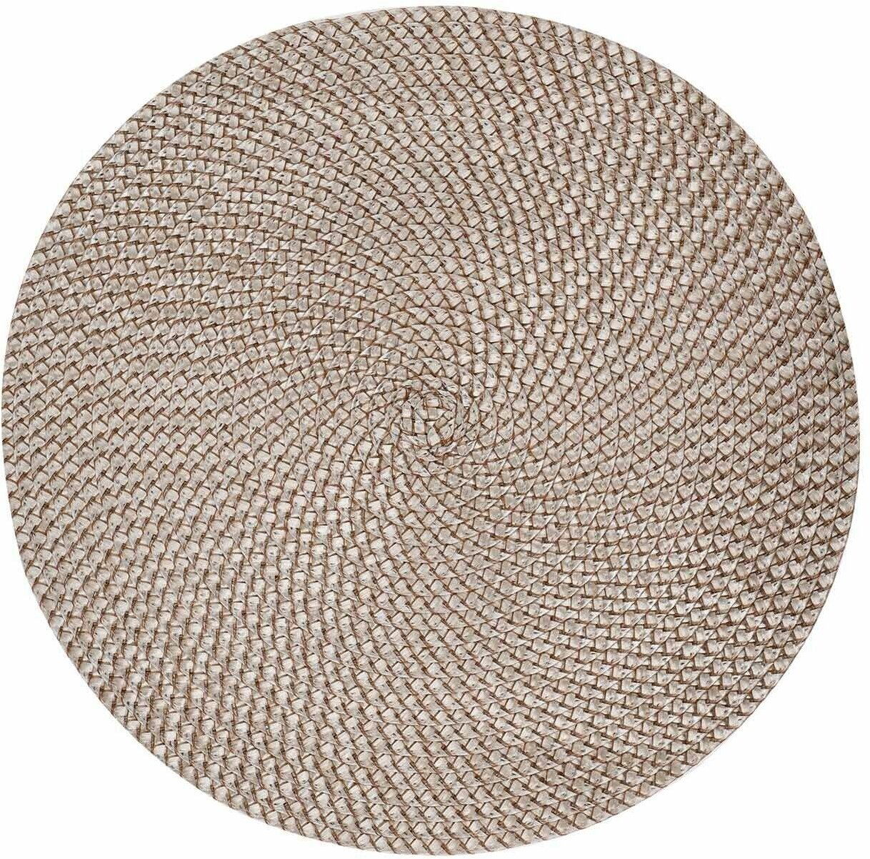 Салфетка под приборы, 38 см, полипропилен/ПЭТ, круглая, песочная, Circle Braid