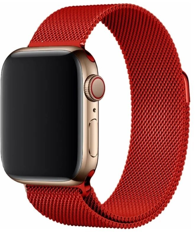 Ремешок для часов Apple Watch Миланская петля, размер 42/44/45 мм, красный