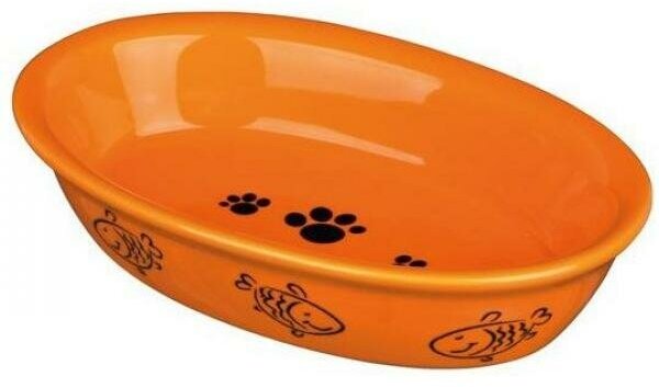Trixie Миска овальная для кошек, оранжевая, керамика, 200 мл - фотография № 7