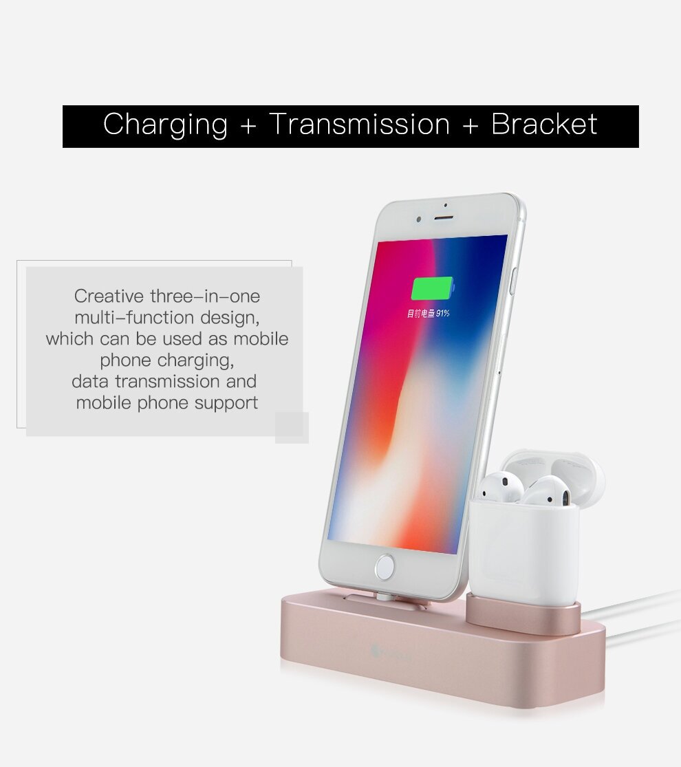 Док-станция COTEetCI (CS7205-GY) для iPhone/AirPods (Space Gray) - фото №3