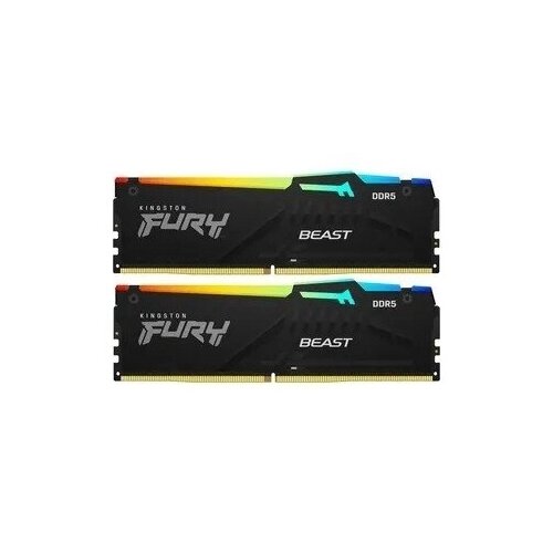 Kingston Модуль памяти Kingston DRAM 32GB 16GBx2 5200MHz DDR5 CL40 DIMM FURY Beast Black KF552C40BBAK2-32 1179800₽