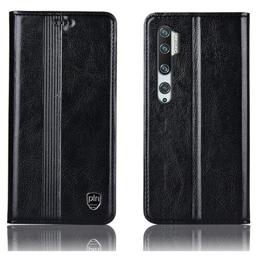 фото Чехол-книжка mypads premium для xiaomi mi note 10 / mi note 10 pro / mi cc9 pro из качественной натуральной мраморной кожи буйвола прошитый элегантной прострочкой черный с магнитной крышкой